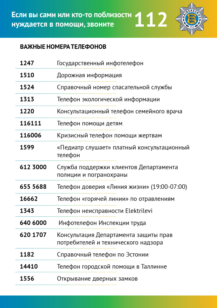 Важные номера для случаев, когда вам не требуется срочная помощь - Помогите  себе и другим -